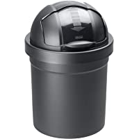 Rotho Roll Bob- cubo de basura redondo de 10 litros con tapa- Plástico PP sin BPA- negro- 10l 26.5 x 26.5 x 39.5 cm